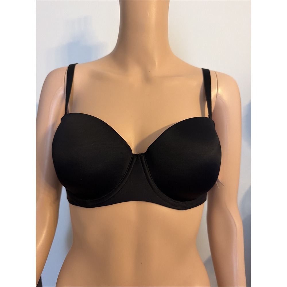 Auden Everyday Black Smooth 34BD Lined Underwire Convertible Bra NWT